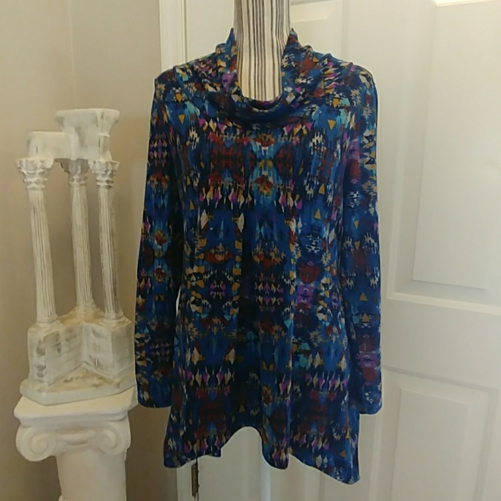 New Directions Multicolored L/S Knit Tunic